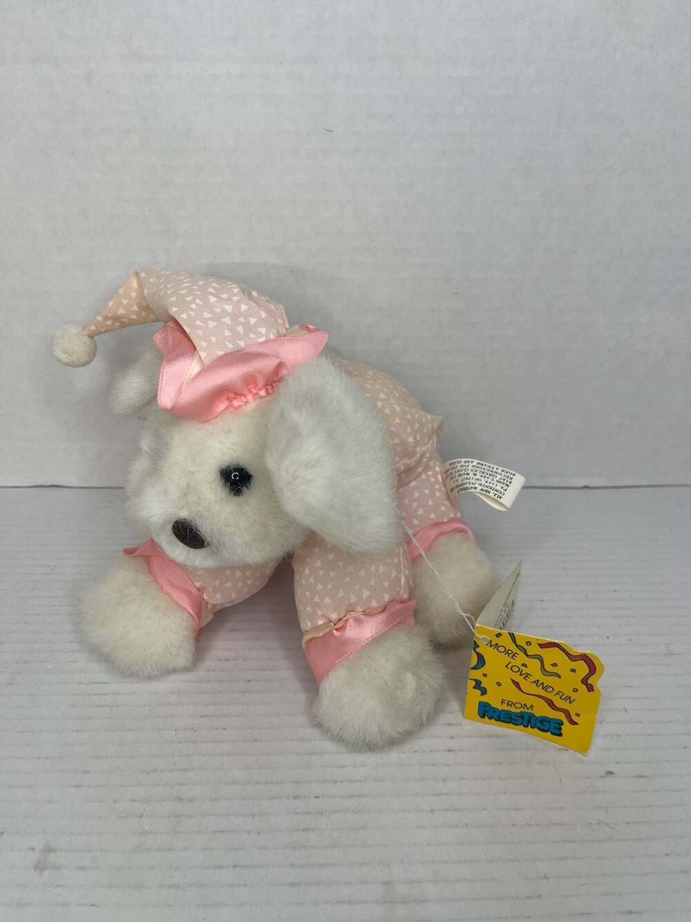 Vintage 1988 Prestige 10" Chuckles Clown Pup Pajamas Lovey Pink Plush